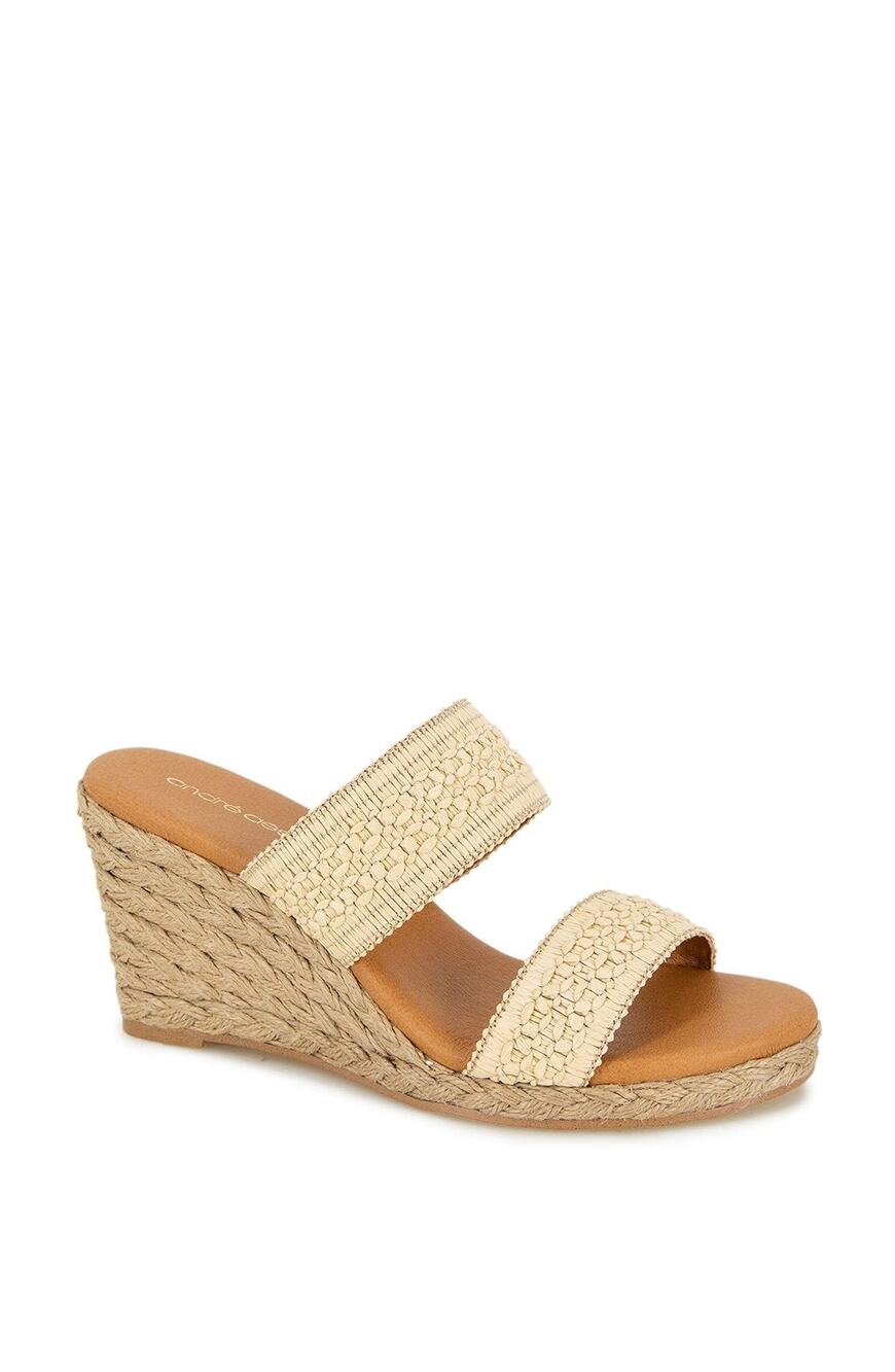 ANDRÉ ASSOUS WOMEN'S NITRA WEDGE SANDAL, BEIGE, 9
